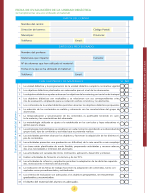 Ficha de evaluación de la unidad didáctica