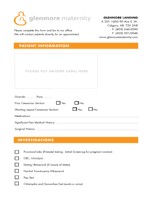 Prenatal Patient Information Form