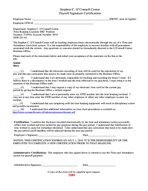 Payroll Signature Certification