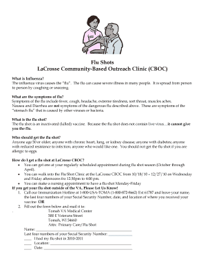 Flu Shot Information and Reporting Form