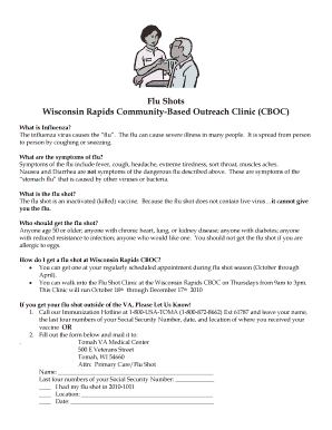 Flu Shot Notification Form