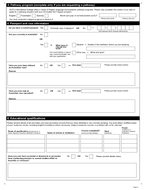 QUT International Student Application Form