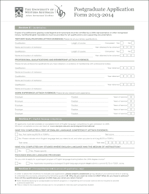 Postgraduate Application Form 2013-2014