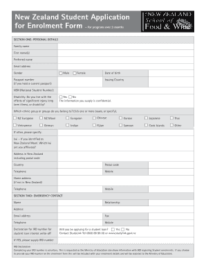 New Zealand Student Enrolment Form