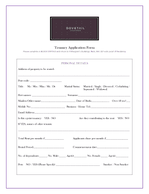 UK Tenancy Application Form