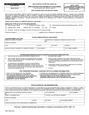 Ohio Disability Parking Placard Application