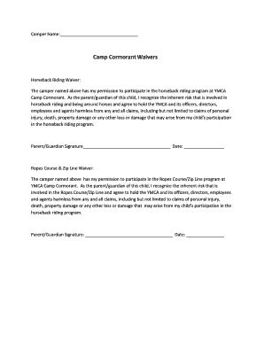 YMCA Camp Cormorant Waivers