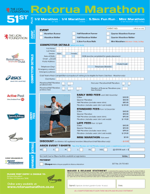 Rotorua Marathon Registration Form