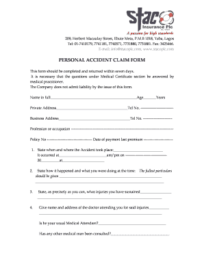 Personal Accident Claim Form