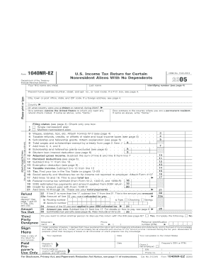 SPECIFICATIONS TO BE REMOVED BEFORE PRINTING INSTRUCTIONS TO PRINTERS FORM 1040NREZ, PAGE 1 OF 2 MARGINS