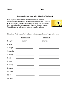 Comparative and Superlative Adjectives Worksheet