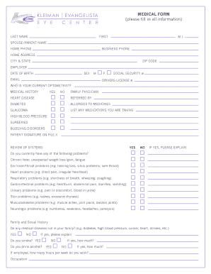 Medical History and Insurance Form