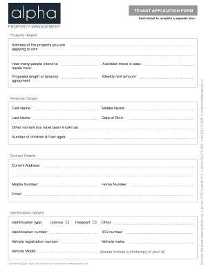 Alpha Tenant Application Form