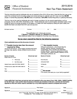 Non-Tax Filers Statement