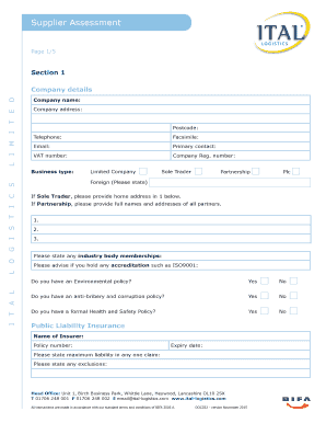 Supplier Assessment Form