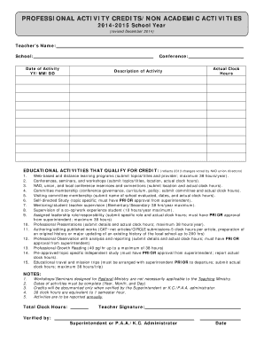 Professional Activity Credits Form