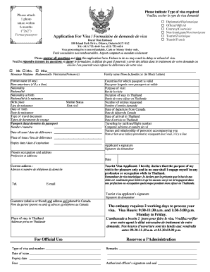 Royal Thai Embassy Visa Application Form
