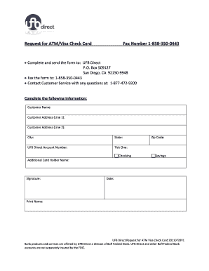 Request for ATM Visa Check Card