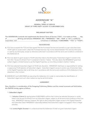 Addendum A to General Terms of Service