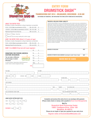 Drumstick Dash 5K Entry Form