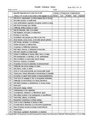 Health Distress Index Form HDI-40-R