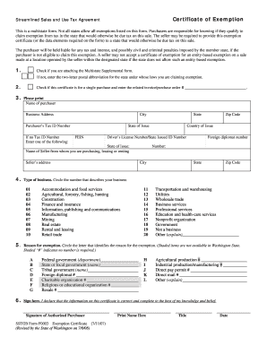 Streamlined Sales and Use Tax Agreement Certificate of Exemption