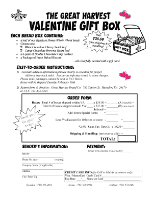 Valentine Gift Box Order Form