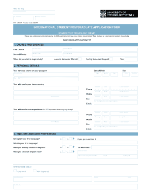 International Student Postgraduate Application Form