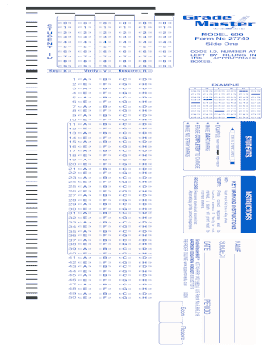 GradeMaster 600 Answer Sheet