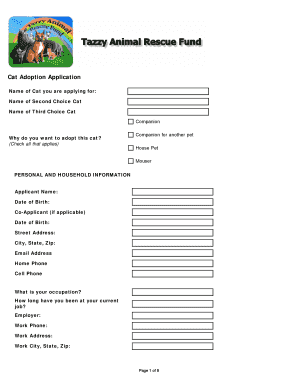 Cat Adoption Application Form