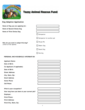 Dog Adoption Application Form