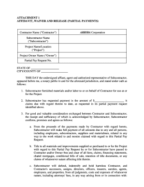 Affidavit Waiver Release Partial Payments
