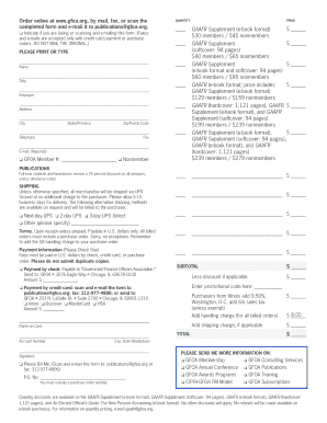 GFOA GAAFR Supplement Order Form