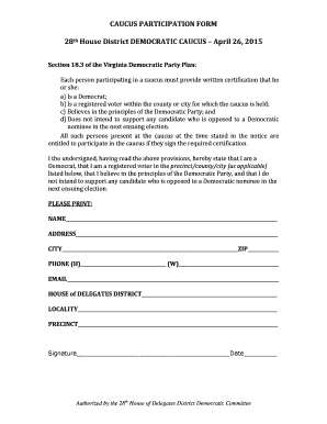 Virginia Democratic Caucus Participation Form