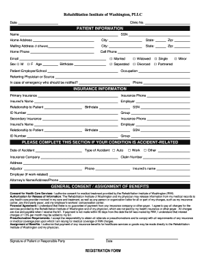 Rehabilitation Institute Patient Registration Form