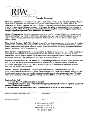Financial Agreement for Medical Services