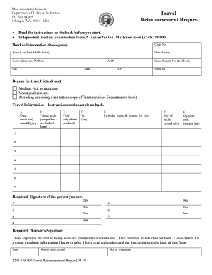 Washington State Travel Reimbursement Request