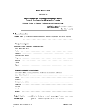 Research Development and Engineering Proposal Form