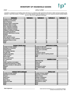 Household Goods Inventory Form