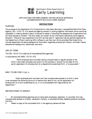Child Care Employment Application