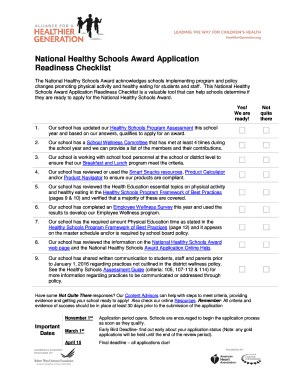 National Healthy Schools Award Readiness Checklist