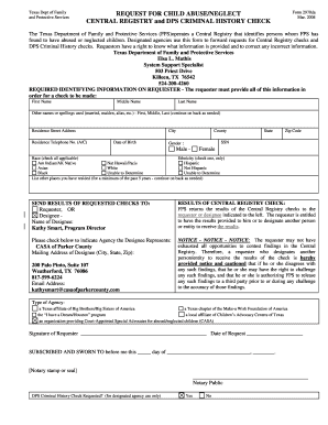 Texas Child Abuse/Neglect Central Registry Request Form 2970da