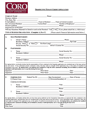 Prospective Tenant Credit Application