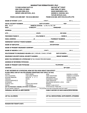 Manhattan Dermatology Patient Registration Form