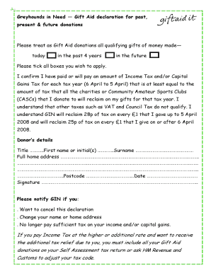 UK Gift Aid Declaration Form