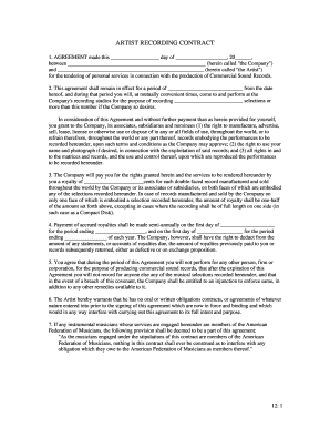 Artist Recording Contract