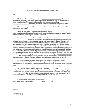 Record Company Producer Contract