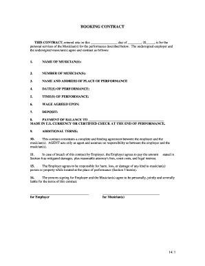 Booking Contract for Musicians