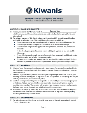 Kiwanis Club Bylaws and Policies