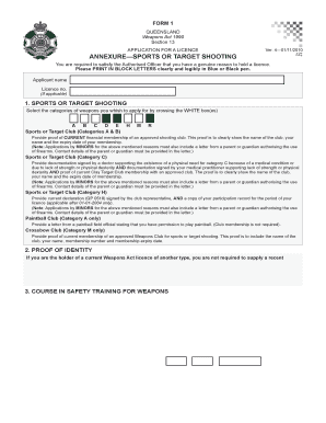 Queensland Weapons Licence Application
